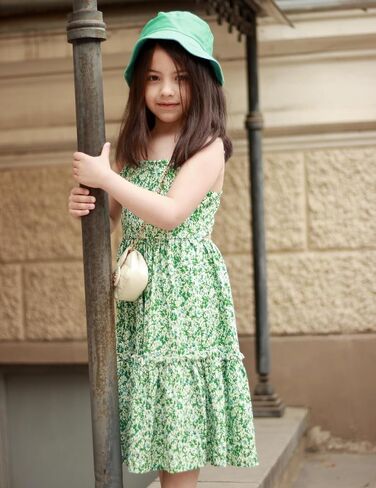 Arshiner Girls Tie Back Dress Spaghetti Strap Ruffle Hem Casual Summer Beach Sundress with Pockets in Kuwait