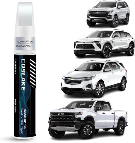 Car Touch Up Paint (Summit White (Gaz/Wa8624)) لشيفروليه ، مجموعة إصلاح خدش طلاء السيارة ، حل سريع وسهل لإصلاح خدوش السيارة ، 2 في 1 قلم مزيل الخدش مع فرشاة إضافية تبلغ 1 ملم. in Kuwait