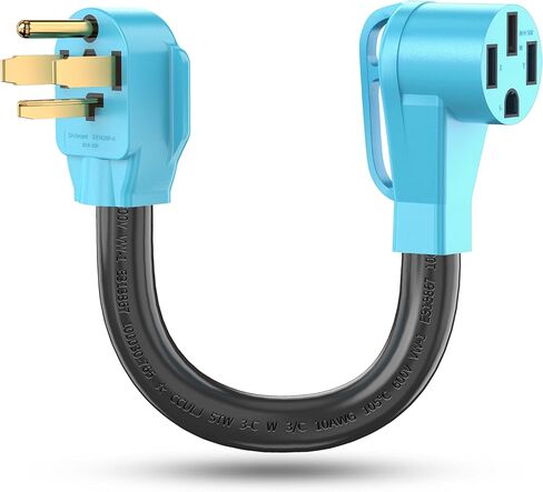 CircleCord 4 Prong NEMA 14-30P to 14-50R EV Charger Adapter Cord Compatible with Tesla Model 3/S/X/Y, 30 Amp Dryer to 50 Amp EV for Leave 2 Charging, ETL Listed in Saudi Arabia