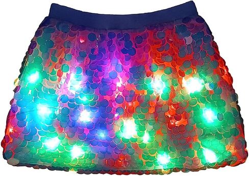 LED Light up Skirt with Sequin Flash Sparkly Short Skirt Led Rave Costume Festival Outfits Great for Parties Halloween in Kuwait