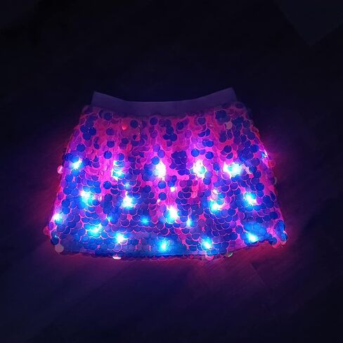 LED Light up Skirt with Sequin Flash Sparkly Short Skirt Led Rave Costume Festival Outfits Great for Parties Halloween in Kuwait