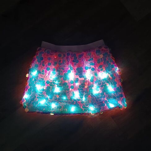 LED Light up Skirt with Sequin Flash Sparkly Short Skirt Led Rave Costume Festival Outfits Great for Parties Halloween in Kuwait
