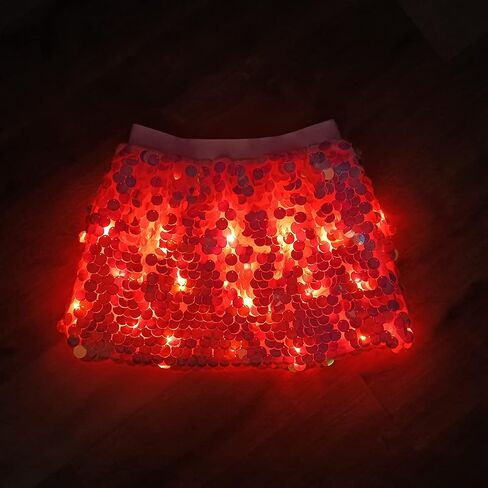 LED Light up Skirt with Sequin Flash Sparkly Short Skirt Led Rave Costume Festival Outfits Great for Parties Halloween in Kuwait