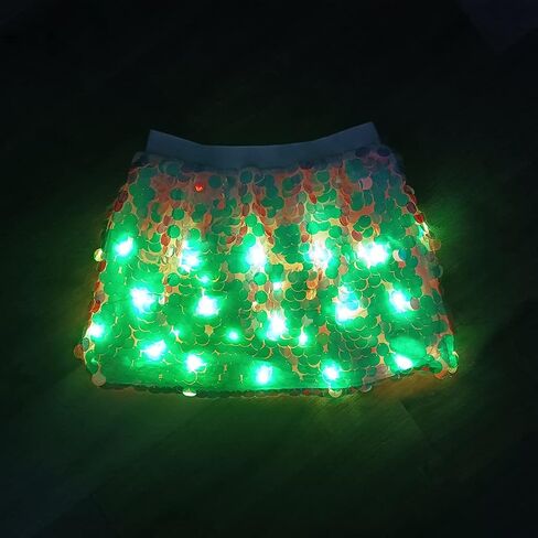LED Light up Skirt with Sequin Flash Sparkly Short Skirt Led Rave Costume Festival Outfits Great for Parties Halloween in Kuwait