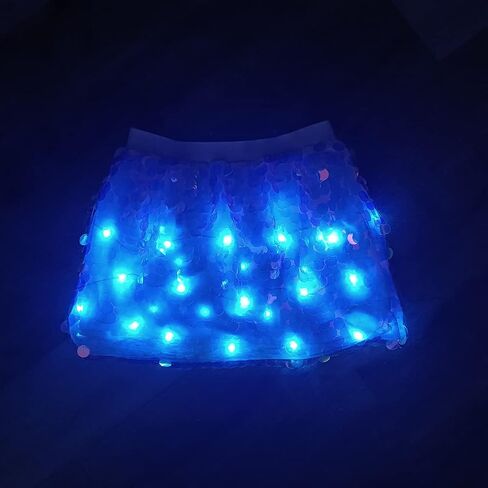 LED Light up Skirt with Sequin Flash Sparkly Short Skirt Led Rave Costume Festival Outfits Great for Parties Halloween in Kuwait
