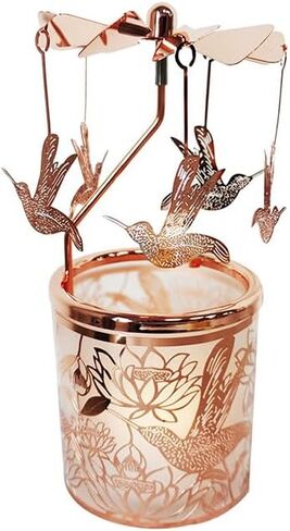 Rotary Candle Holder Spinning Tea Light Candleholder Carousel Candlestick Holder for Mothers and Children Festival Gift (Rose Gold Hummingbird) in Kuwait