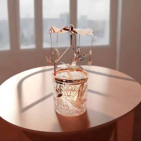 Rotary Candle Holder Spinning Tea Light Candleholder Carousel Candlestick Holder for Mothers and Children Festival Gift (Rose Gold Hummingbird) in Kuwait