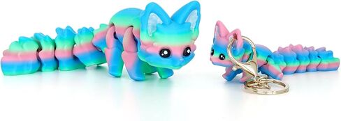 Cute 3D Printed Carly Fox 7.5 Inches Articulated Fidget with 4.7 Inches Flexi Foxes Keychain Print Model Flexible Creature, Home Desk Decor Gift, Candy in Saudi Arabia