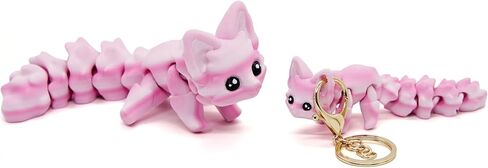 Cute 3D Printed Carly Fox 7.5 Inches Articulated Fidget with 4.7 Inches Flexi Foxes Keychain Print Model Flexible Creature, Home Desk Decor Gift, Candy in Saudi Arabia
