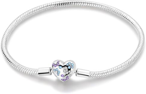 Parmuz 925 Sterling Silver Bracelet Snake Chain Charm Bracelet Evil Eye Dream Catcher Key Love Heart Clasp Travel charm Iconic Moments European Bracelet Jewelry Gift for Woman in Kuwait