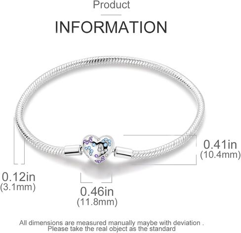 Parmuz 925 Sterling Silver Bracelet Snake Chain Charm Bracelet Evil Eye Dream Catcher Key Love Heart Clasp Travel charm Iconic Moments European Bracelet Jewelry Gift for Woman in Kuwait