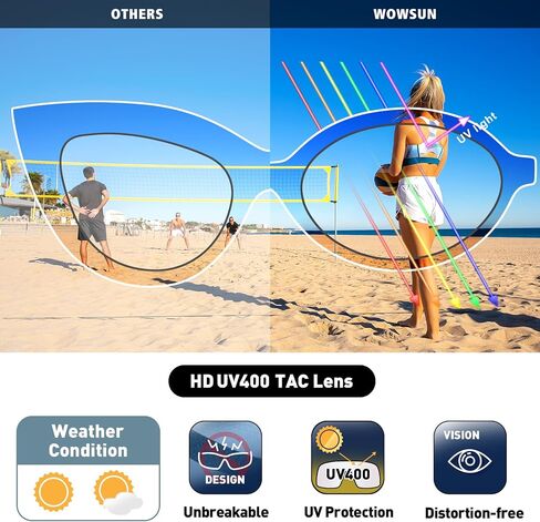 WOWSUN Retro Oval Sunglasses Womens Trendy Sun Glasses Sunnies UV400 Protection in Saudi Arabia
