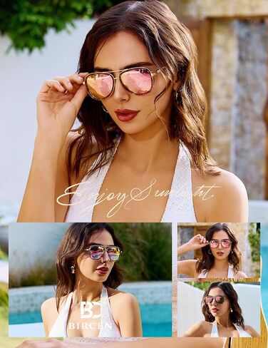 BIRCEN Polarized Sunglasses for Women UV - Protection Womens Retro Mirrored Shades with Acetate Frame BC2001 in Saudi Arabia