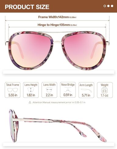BIRCEN Polarized Sunglasses for Women UV - Protection Womens Retro Mirrored Shades with Acetate Frame BC2001 in Saudi Arabia