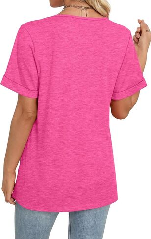 WIHOLL Womens Summer Tops Short Sleeve Basic Casual V Deck T Shirts Trendy Fashion 2025 in Kuwait
