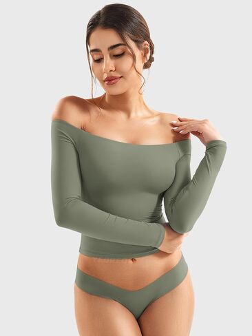 Yeoreo Sophie Women Off Trough Long Sleeve Dorts مزدوجة مبطنة أساسية أساسية y2k الخروج من قمم in Saudi Arabia