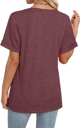WIHOLL Womens Summer Tops Short Sleeve Basic Casual V Deck T Shirts Trendy Fashion 2025 in Kuwait