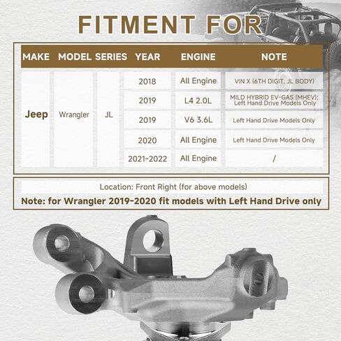 Steering Knuckle Front Left Driver Side Fit for Jeep Wrangler Rubicon JL 2018-2022# 68388829AA in Saudi Arabia