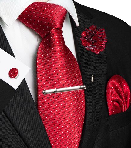 JEMYGINS Mens Tie and Lapel Pin Necktie Pocket Square Cufflinks and Tie Clip Sets for Business Casual 5PCS in Saudi Arabia