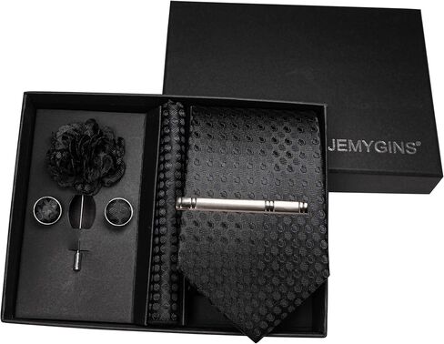 JEMYGINS Mens Tie and Lapel Pin Necktie Pocket Square Cufflinks and Tie Clip Sets for Business Casual 5PCS in Saudi Arabia