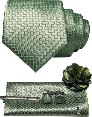 JEMYGINS Mens Tie and Lapel Pin Necktie Pocket Square Cufflinks and Tie Clip Sets for Business Casual 5PCS in Saudi Arabia