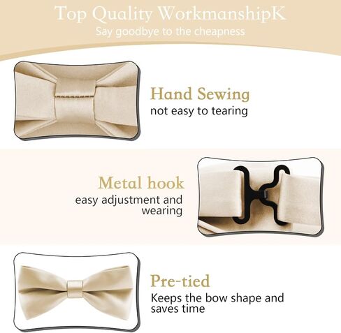MANSPHIL Mens Silk Pretied Bow Tie and Pocket Square Set, 6A Grade 100% Mulberry Silk, Classic Soild Color, Gift Packed in Saudi Arabia