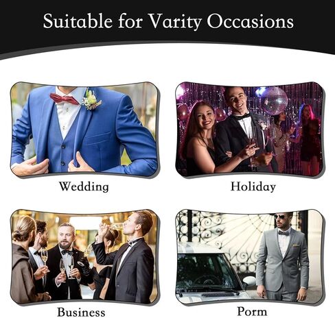 MANSPHIL Mens Silk Pretied Bow Tie and Pocket Square Set, 6A Grade 100% Mulberry Silk, Classic Soild Color, Gift Packed in Kuwait