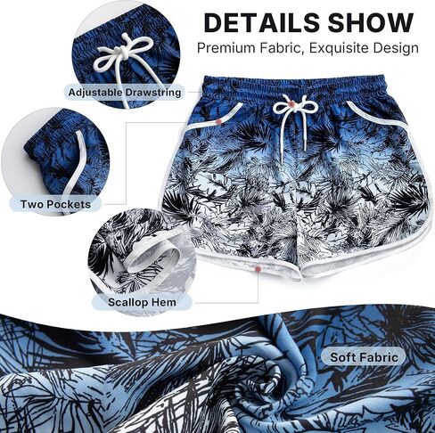 Women's Drawstring Board Shorts Floral Beach Swimming Shorts Summer Sports Swim Trunks Swimsuit Bottoms with Pockets in Kuwait
