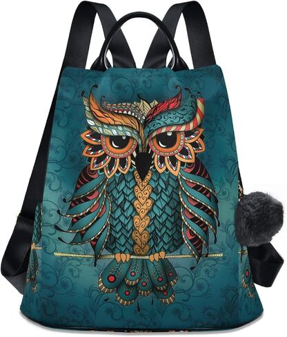 ALAZA Owl Print Ethnic Backpack Purse for Women Anti Theft Fashion Back Pack Shoulder Bag in Kuwait