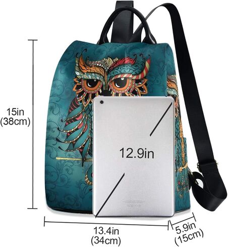ALAZA Owl Print Ethnic Backpack Purse for Women Anti Theft Fashion Back Pack Shoulder Bag in Kuwait