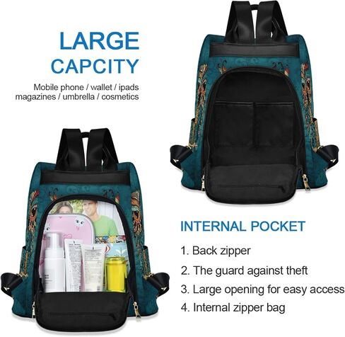 ALAZA Owl Print Ethnic Backpack Purse for Women Anti Theft Fashion Back Pack Shoulder Bag in Kuwait
