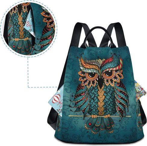 ALAZA Owl Print Ethnic Backpack Purse for Women Anti Theft Fashion Back Pack Shoulder Bag in Kuwait