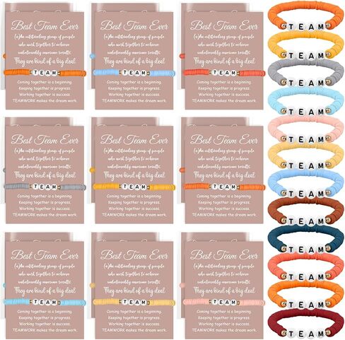24 Set Team Appreciation Bracelets Gifts Inspirational Beaded Bracelets Bulk Adjustable Wish Motivational Friendship Bracelets with Thank You Cards Bags for Employee Staff Team Prizes in Kuwait