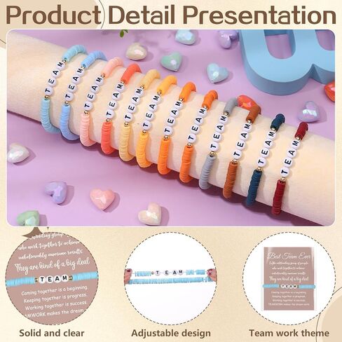 24 Set Team Appreciation Bracelets Gifts Inspirational Beaded Bracelets Bulk Adjustable Wish Motivational Friendship Bracelets with Thank You Cards Bags for Employee Staff Team Prizes in Kuwait