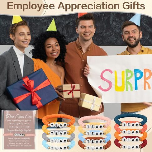 24 Set Team Appreciation Bracelets Gifts Inspirational Beaded Bracelets Bulk Adjustable Wish Motivational Friendship Bracelets with Thank You Cards Bags for Employee Staff Team Prizes in Kuwait