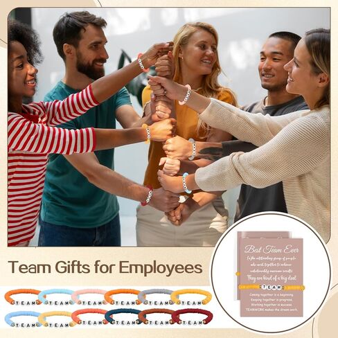 24 Set Team Appreciation Bracelets Gifts Inspirational Beaded Bracelets Bulk Adjustable Wish Motivational Friendship Bracelets with Thank You Cards Bags for Employee Staff Team Prizes in Kuwait