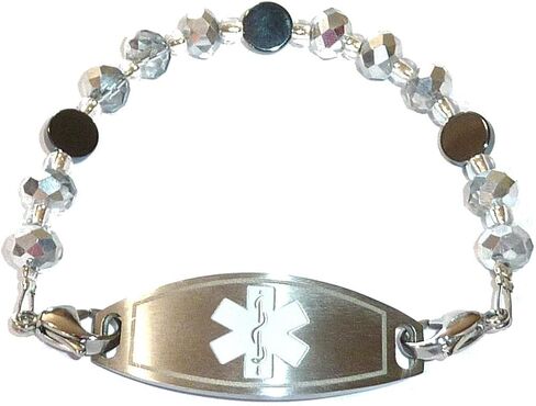Hidden Hollow Beads Women's Artistic 6.5 or 5.5 inch long Medical Alert ID Interchangeable Replacement Bracelet, Identification Vital info tag in Saudi Arabia
