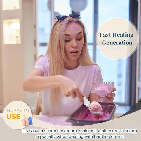 Heated Ice Cream Scoop, USB Rechargeable Electric Scooper with LED Display, Heats to 158°F for Hard Ice Cream, Easy for Seniors & Kids, IP67 Waterproof – White in Saudi Arabia