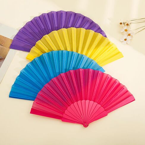 Gionforsy 12pcs Clap Fan Fabric Folding Fan Chinese Tai Chi Fan Set Decorative Folding Hand Fan for Festival Dance Party (Lake Blue) in Saudi Arabia