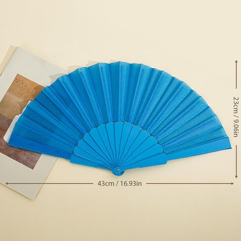 Gionforsy 12pcs Clap Fan Fabric Folding Fan Chinese Tai Chi Fan Set Decorative Folding Hand Fan for Festival Dance Party (Lake Blue) in Saudi Arabia