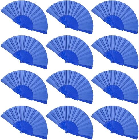 Gionforsy 12pcs Clap Fan Fabric Folding Fan Chinese Tai Chi Fan Set Decorative Folding Hand Fan for Festival Dance Party (Lake Blue) in Saudi Arabia