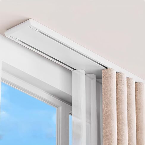 98.4"L Double Row Curtain Tracks, Heavy Duty Drop Curtain Rails, Aluminum Alloy Ceiling Drape Track Set, for Living Room Bedroom Hospital, White in Saudi Arabia