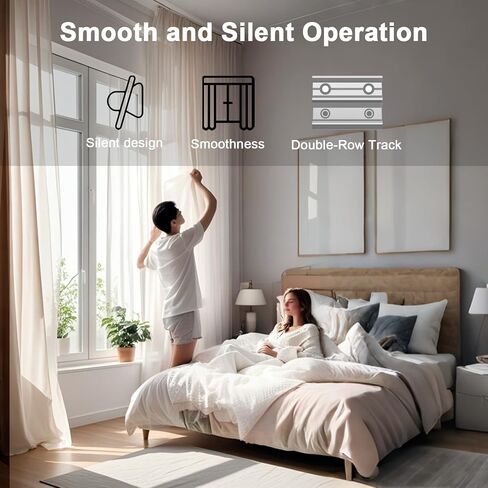 98.4"L Double Row Curtain Tracks, Heavy Duty Drop Curtain Rails, Aluminum Alloy Ceiling Drape Track Set, for Living Room Bedroom Hospital, White in Saudi Arabia