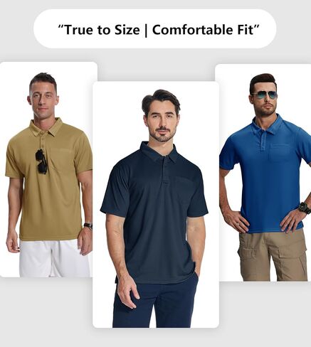 ZITY 7 Pack Mens Polo Shirts with Pocket Moisture Wicking Short Sleeve Outdoor Golf Athletic Work Multipack Shirts in Kuwait