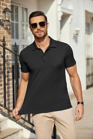 COOFANDY Men's Polo Shirts Short Sleeve Pique Jersey Golf Shirt Casual Summer Collared T-Shirts in Kuwait