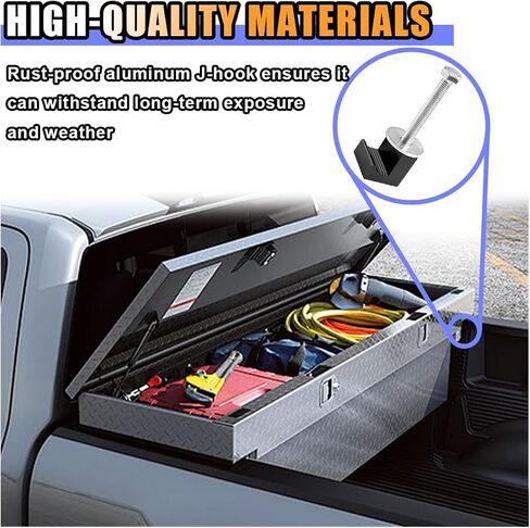 4PCS Truck Tool Box Mounting Kit, J Hook Truck Toolbox Clamps, No Drilling, Pickup Truck Aluminum Crossover Tie Downs, Tool Box Accessories for Fix Supplies and Truck Position (Black) in Kuwait