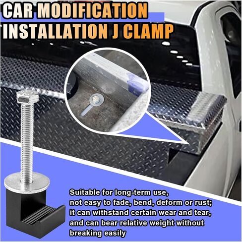 4PCS Truck Tool Box Mounting Kit, J Hook Truck Toolbox Clamps, No Drilling, Pickup Truck Aluminum Crossover Tie Downs, Tool Box Accessories for Fix Supplies and Truck Position (Black) in Kuwait