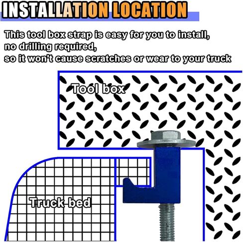 4PCS Truck Tool Tool Box Kit ، J Hook Truck Toolbox Clamps ، No Drilling ، Pickup Truck Crossover Crossover Tie Downs ، Albox Box Accessories for Fix Supplies and Truck Position (Black) in Kuwait