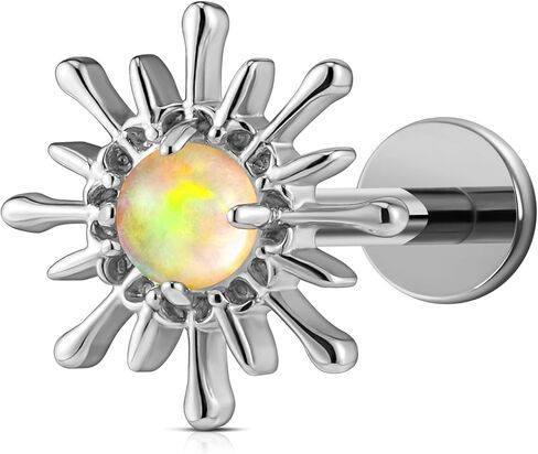FINE4U ASTM F136 Titanium 16G Flat Back Stud with 6mm 8mm post for Conch Helix Tragus Flat Labret, Hypoallergenic, Internally threaded screw on in Saudi Arabia