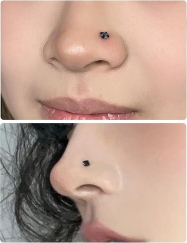 18G 20G Black Nose Rings Studs Piercing Jewelry for Women 316L Surgical Steel L Shaped Screw Straight Diamond CZ Nose Rings Studs Nostril Piercing Jewelry for Women Men Hypoallergenic in Saudi Arabia